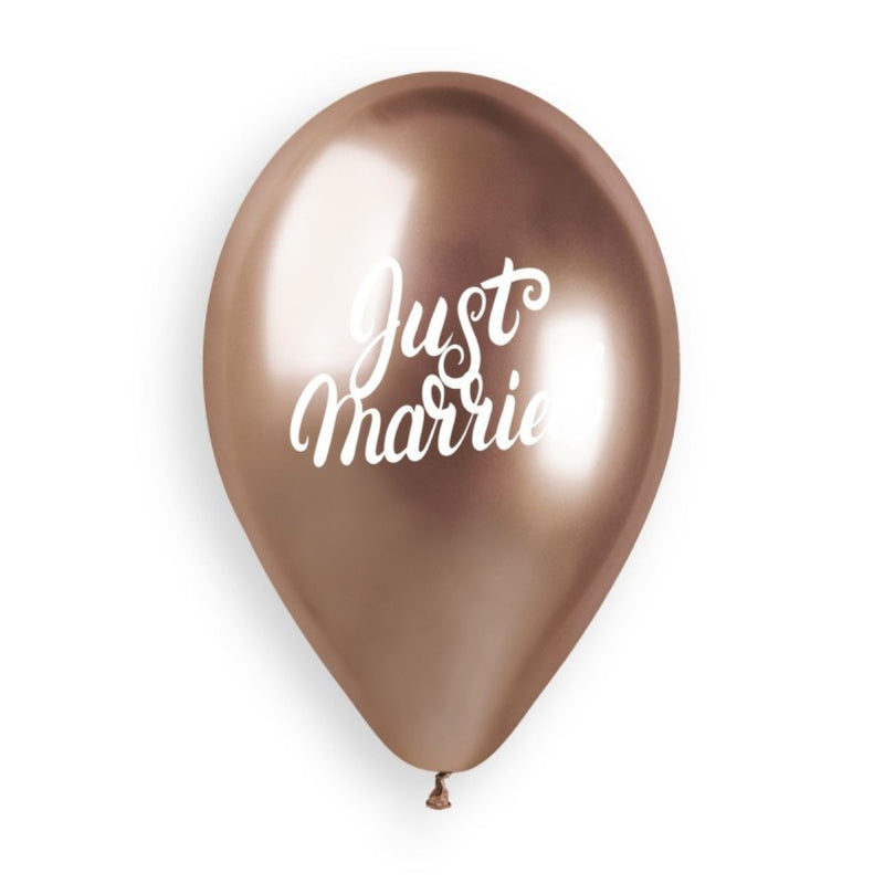 Latexballon 33 cm Mr&Mrs + Just Married Roségold Silber | 5 Stück