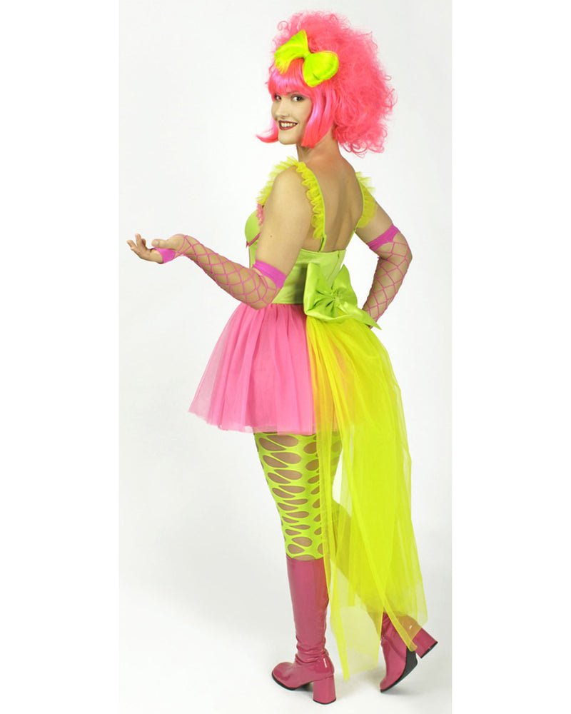Disco Rave Kostüm für Damen - 80er Jahre Neon Party Kleid