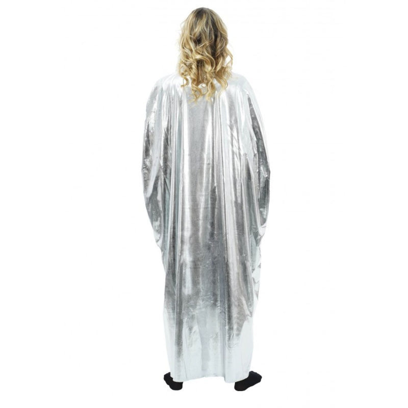 Silberner Umhang mit Kragen | 135 cm