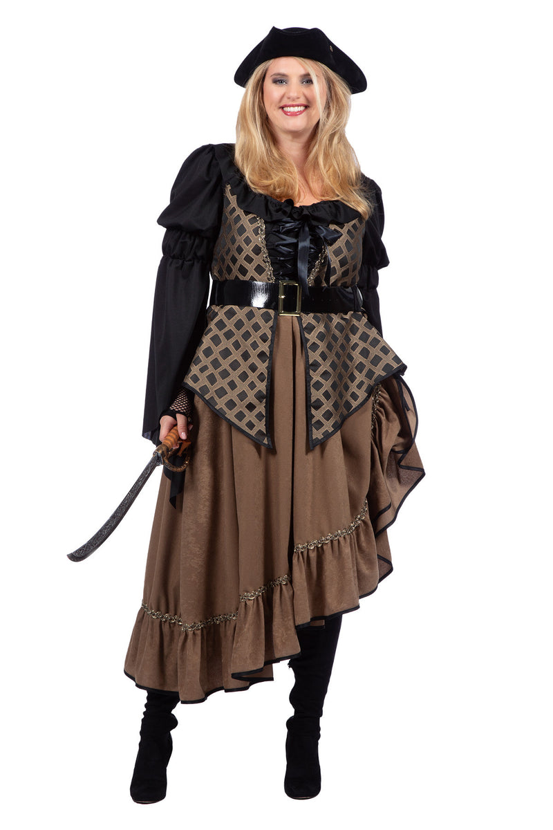 Piratin Kostüm "Taupe de Luxe" für Damen | Braun