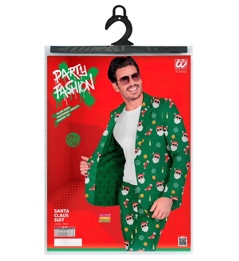 Designer Anzug "Weihnachtsmann" 2-tlg. UV | Grün - Herren Weihnachten Kostüm