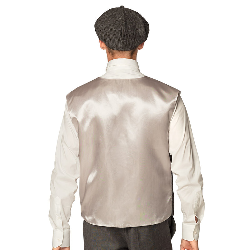 20er Jahre "Birmingham" Kostüm für Herren 2-tlg. | Grau - Weste und Mütze