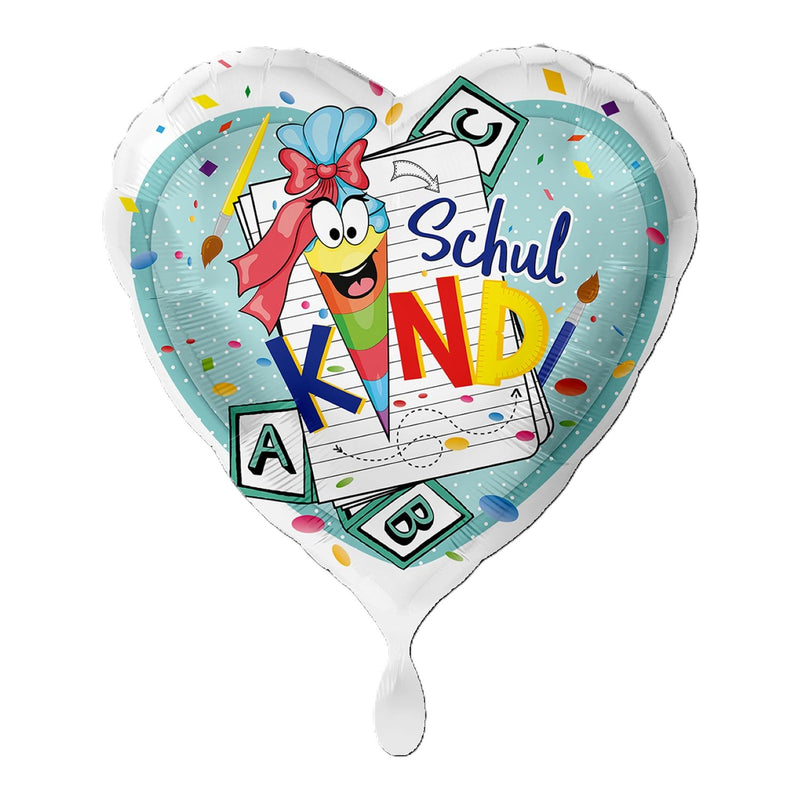 18"/Ø43cm Herz Folienballon  "Schulkind"