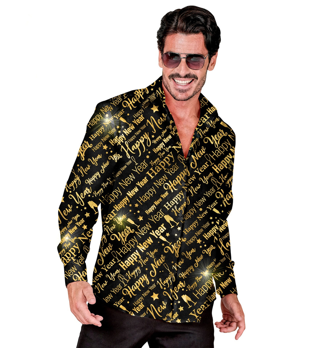 WIDMANN Milano Party Hemd Herren – Kurzarm, Mit Hanf-Blatt Print, Für Karneval & Festival
