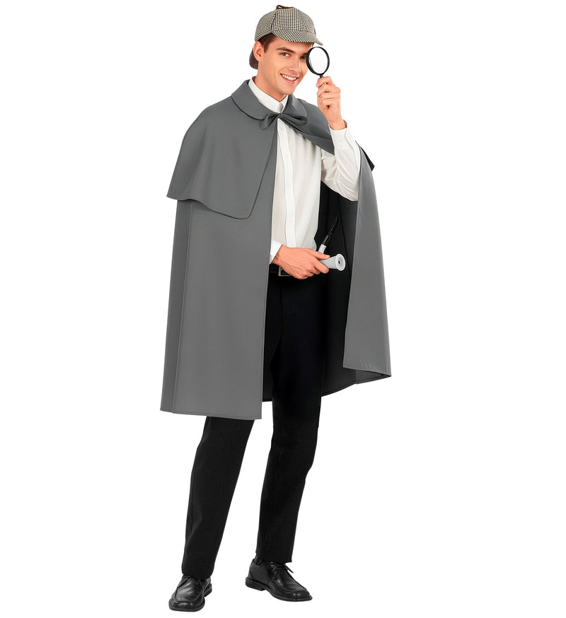 Detektiv Kostüm Umhang Grau | Cape mit Pelerine