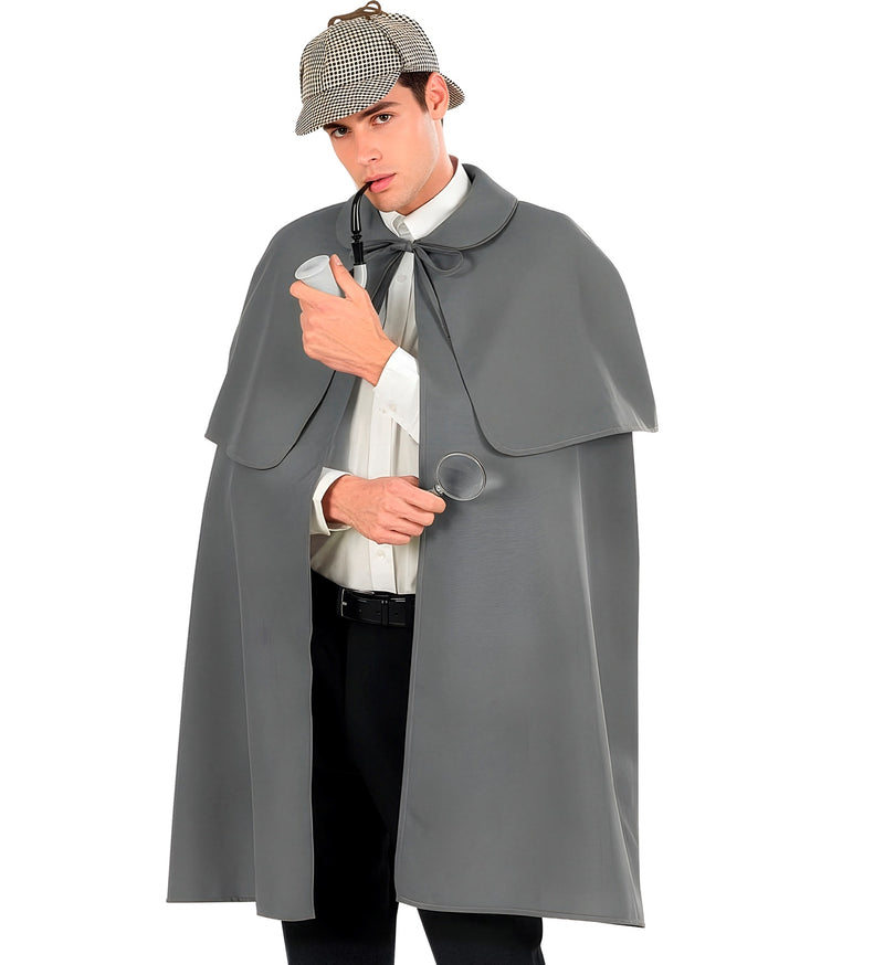 Detektiv Kostüm Umhang Grau | Cape mit Pelerine