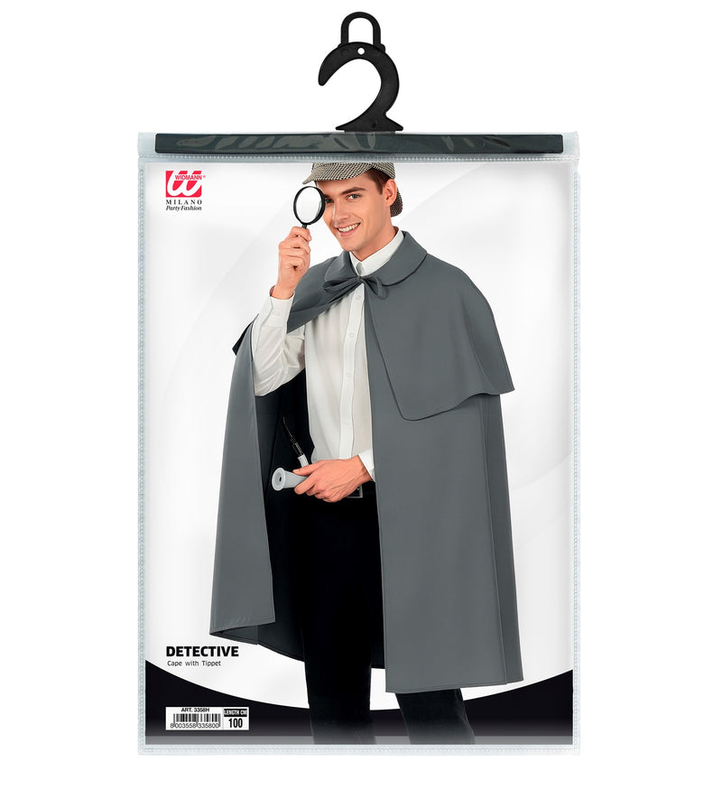 Detektiv Kostüm Umhang Grau | Cape mit Pelerine