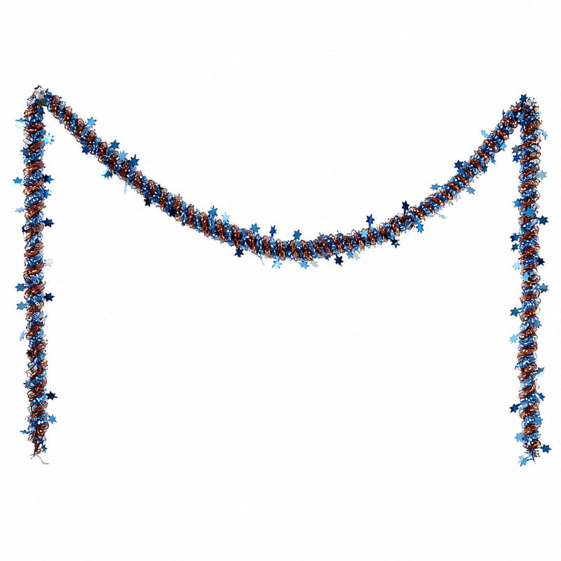 Weihnachtsdekoration Girlande Lametta Weihnachtsbaum Tannenbaum 2m | Rot/Blau/Kupfer