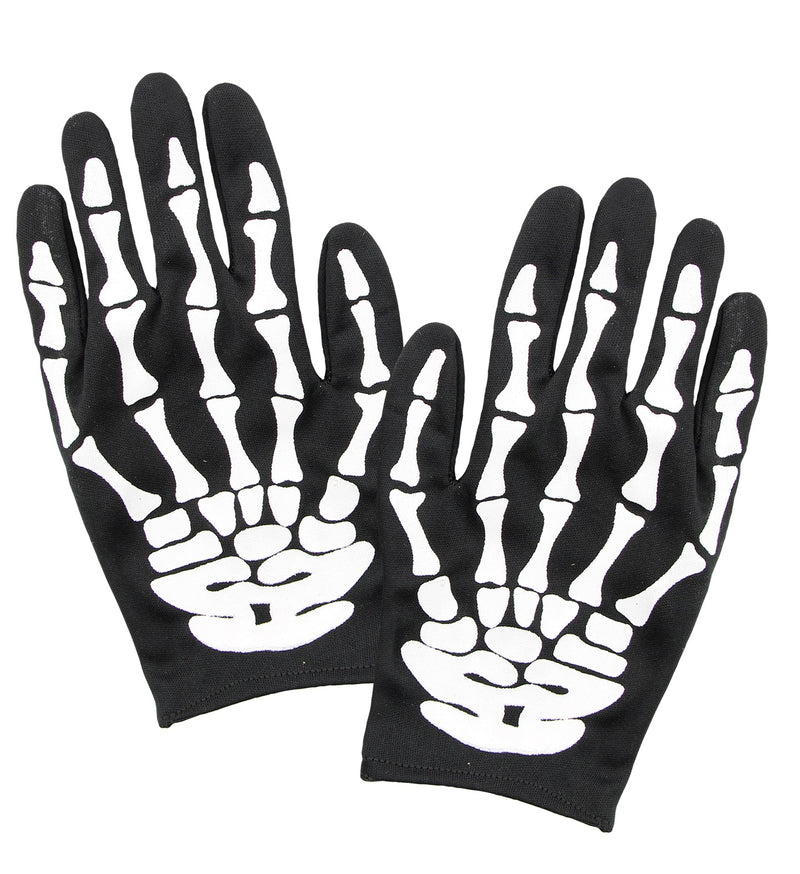 Skelett Handschuhe für Erwachsene | Schwarz Weiß - Kostüm Halloween