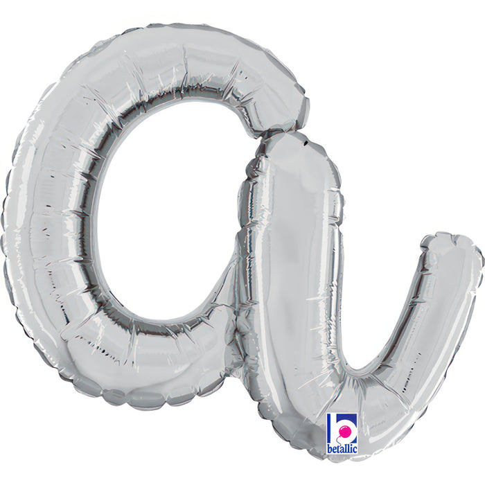 ABC14 Folienballon Buchstabe Skript Silber | A 36 cm
