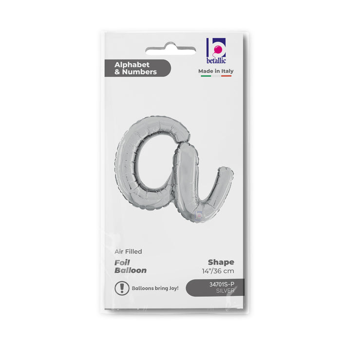 ABC14 Folienballon Buchstabe Skript Silber | A 36 cm