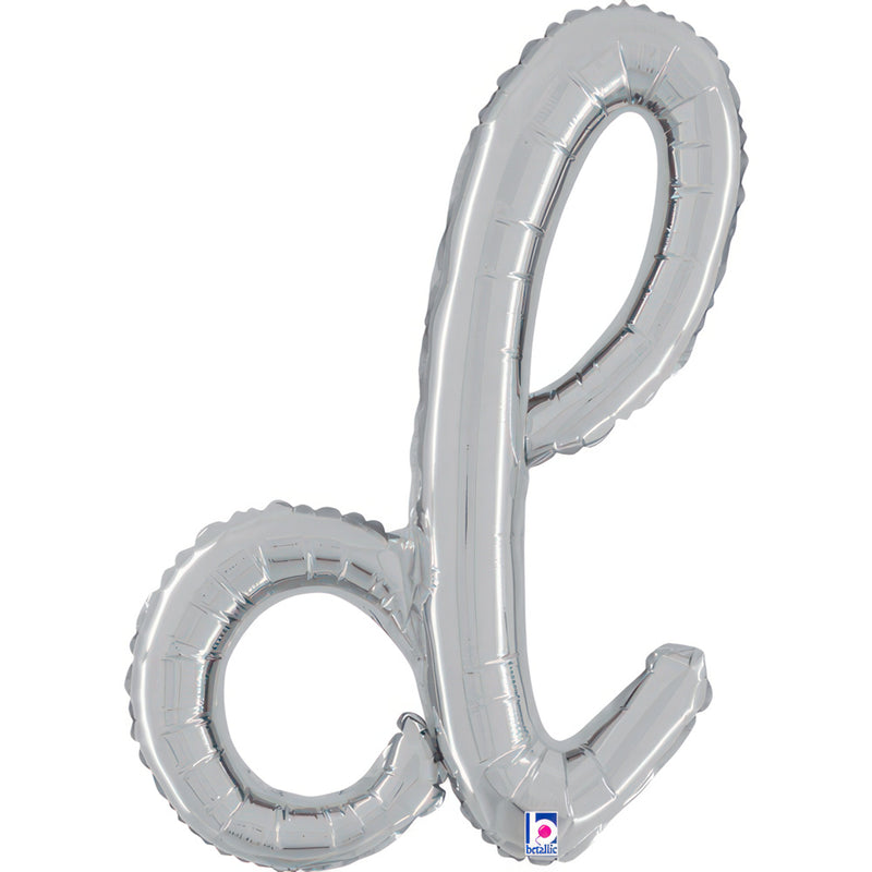 ABC14 Folienballon Buchstabe Skript Silber | D 61 cm