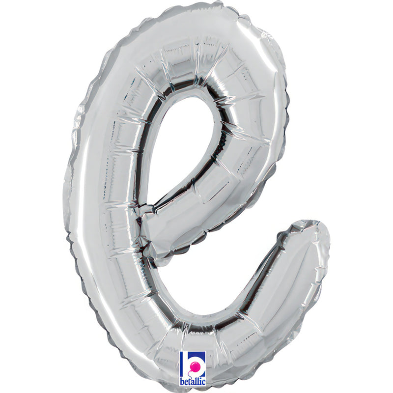 ABC14 Folienballon Buchstabe Skript Silber | E 36 cm