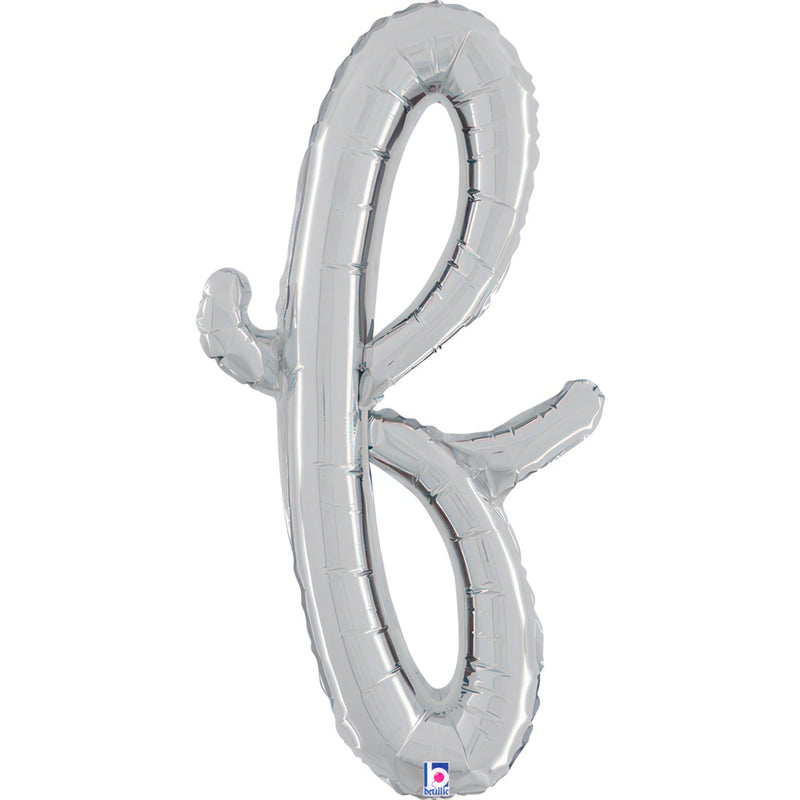ABC14 Folienballon Buchstabe Skript Silber | F 61 cm