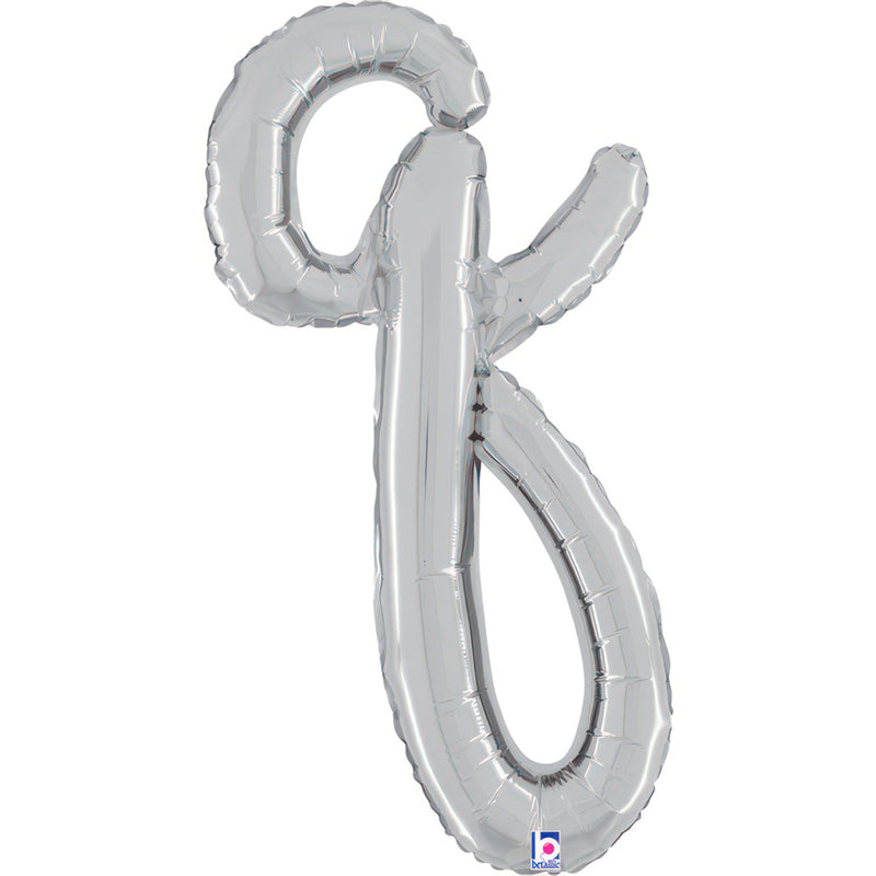 ABC14 Folienballon Buchstabe Skript Silber | Q 61 cm