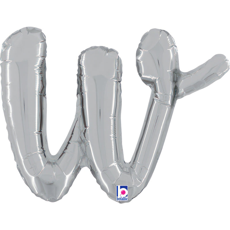 ABC14 Folienballon Buchstabe Skript Silber | W 36 cm