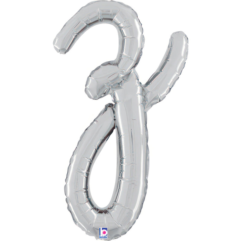 ABC14 Folienballon Buchstabe Skript Silber | Z 61 cm