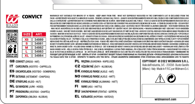 Sträfling Kostüm für Damen | Kleid und Mütze