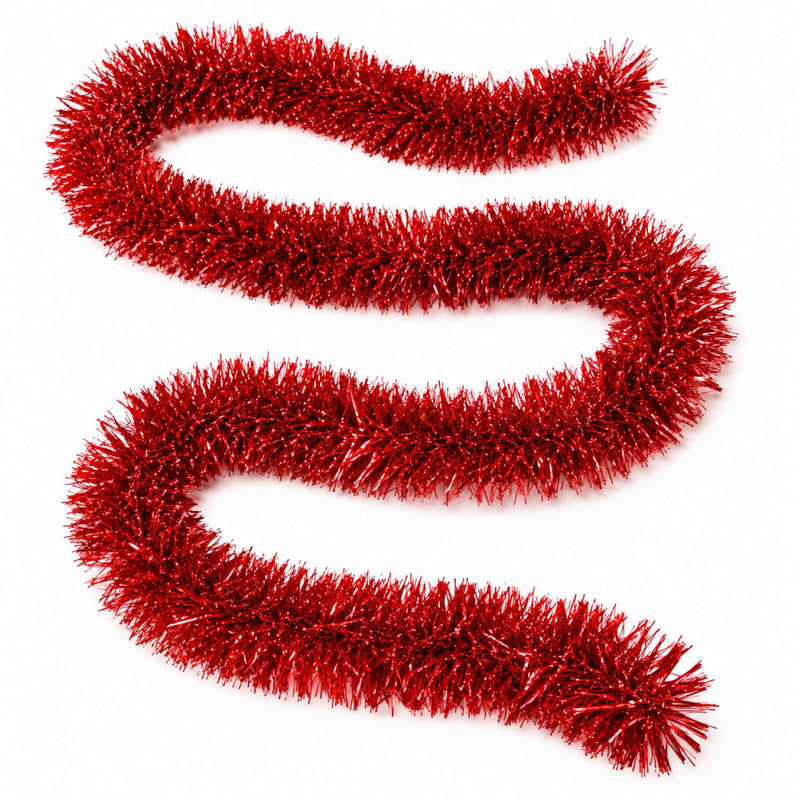 Weihnachtsdekoration Girlande Lametta mit Sternen Weihnachtsbaum Tannenbaum 4m | Rot