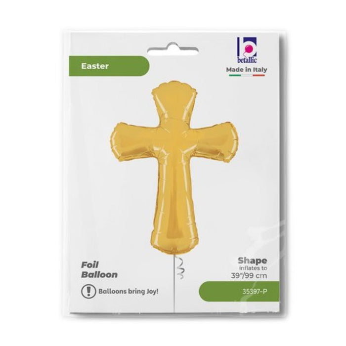 Shape Folienballon "Kreuz" Gold | 112 cm