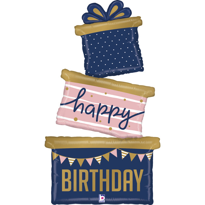 Shape Folienballon "Navy Birthday Gift Trio" | 130 cm