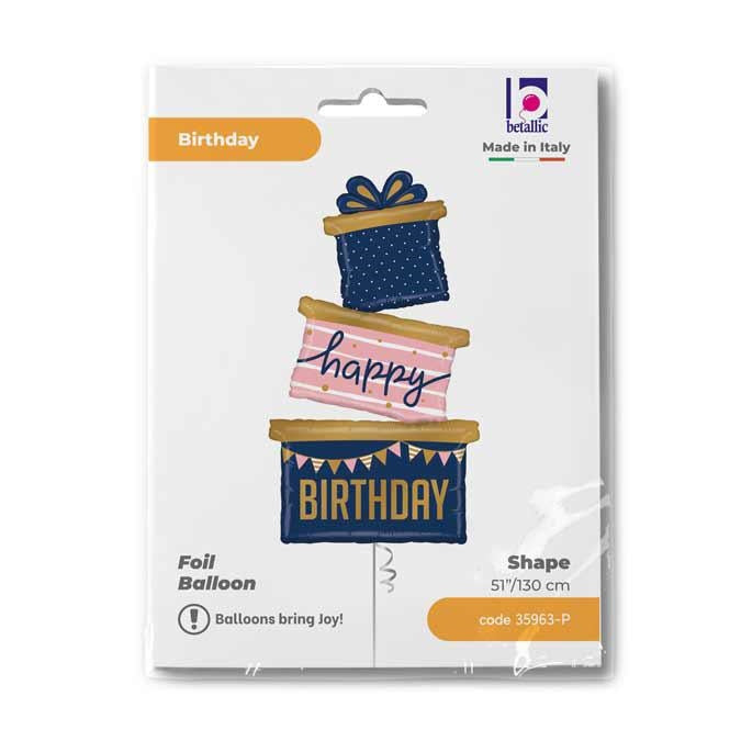 Shape Folienballon "Navy Birthday Gift Trio" | 130 cm