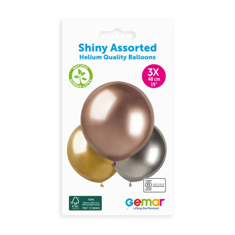 Latexballon 48 cm Gold Silber Roségold #360431 | 3 Stück