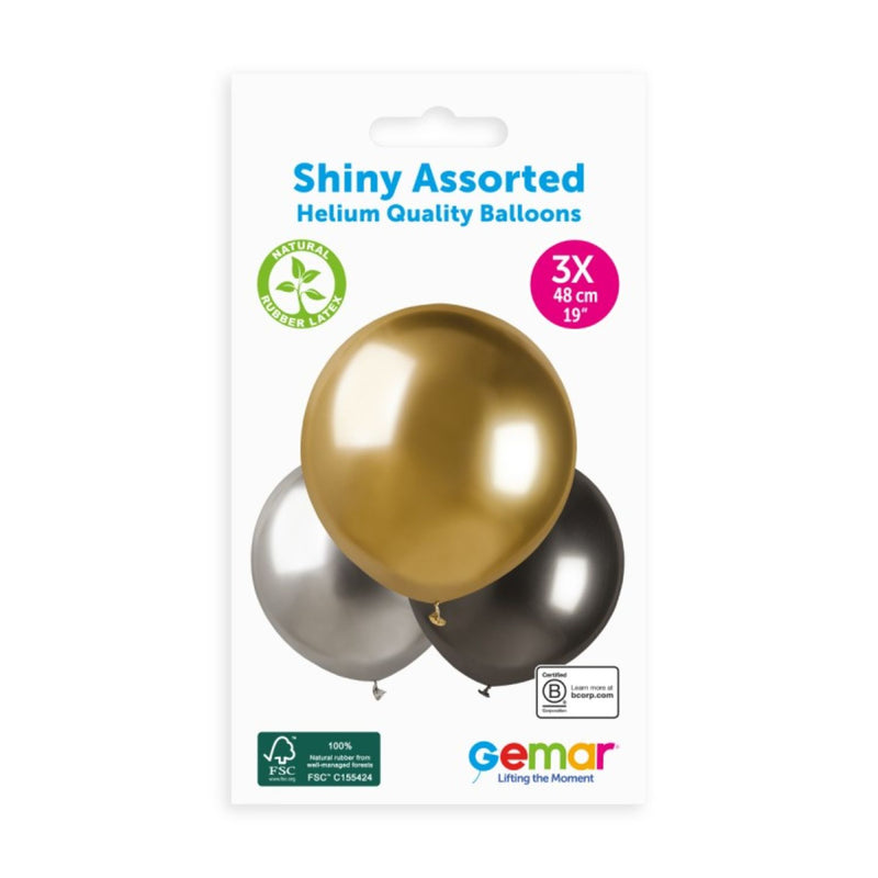 Latexballon 48 cm Gold Silber Grau #360448 | 3 Stück