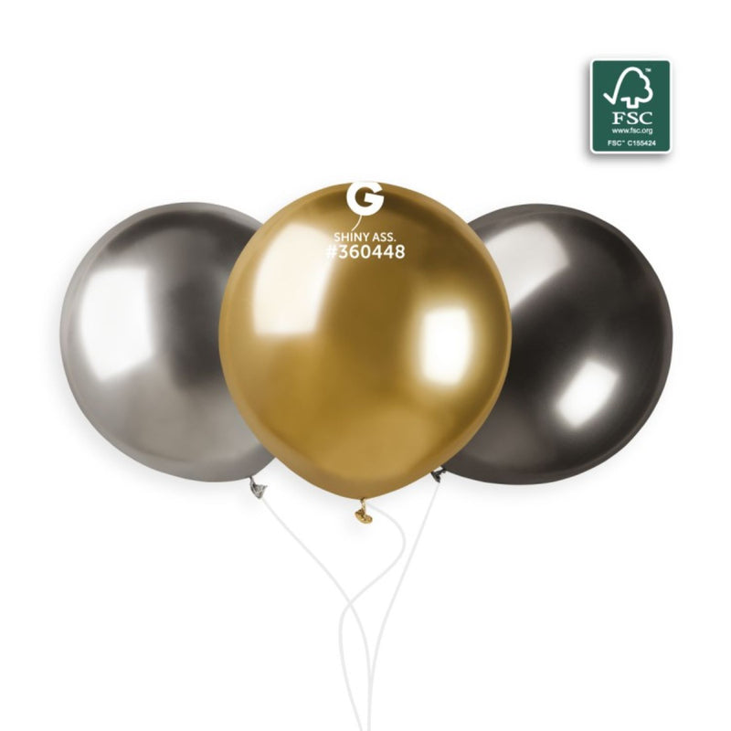 Latexballon 48 cm Gold Silber Grau #360448 | 3 Stück