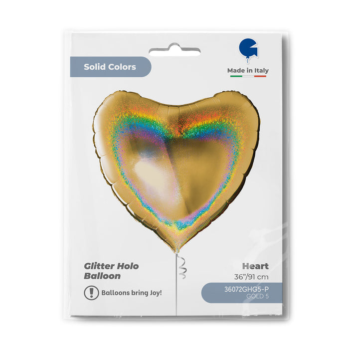 ABC36 Uni Herz 91 cm ø | Glitter Holo Gold