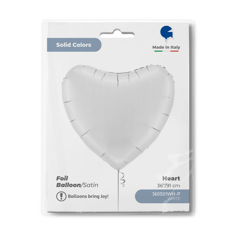 ABC36 Uni Herz 91 cm ø | Weiß Satin