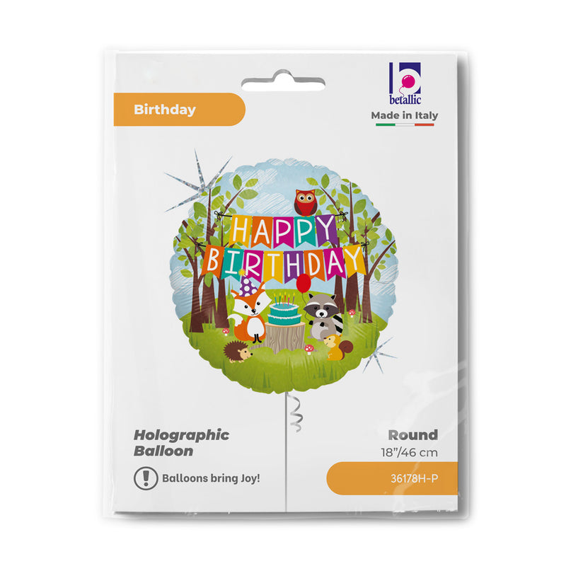 18"/Ø46cm Folienballon "Woodland Happy Birthday"