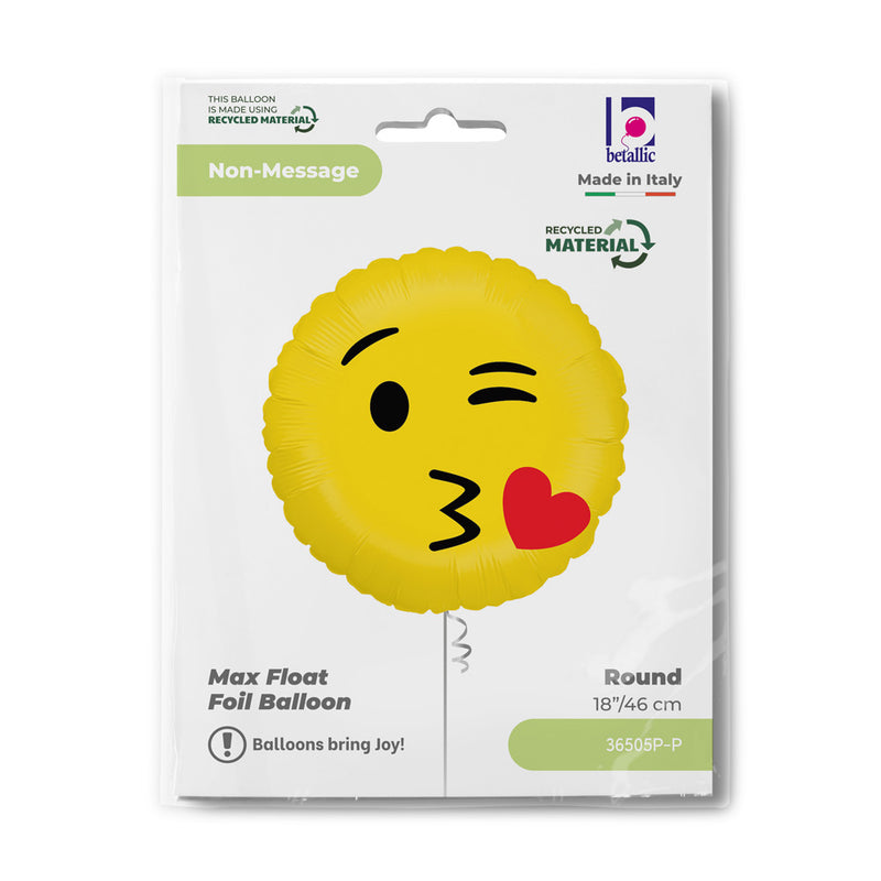 18"/Ø46cm Folienballon "Emoji Kiss"