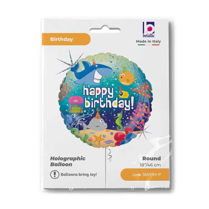 ABC18 Folienballon "Birthday Ocean" Holo | Ø 46 cm