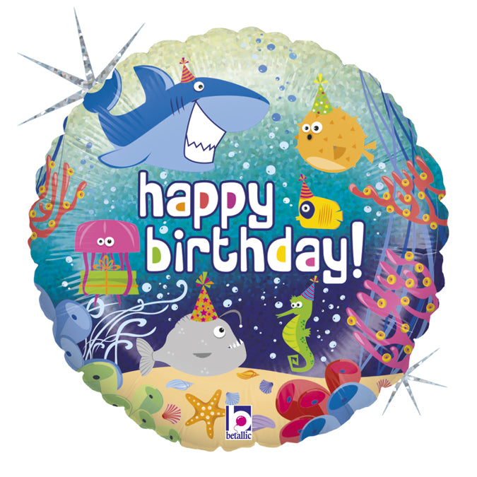 18"/Ø46cm Folienballon "Birthday Ocean" Holo