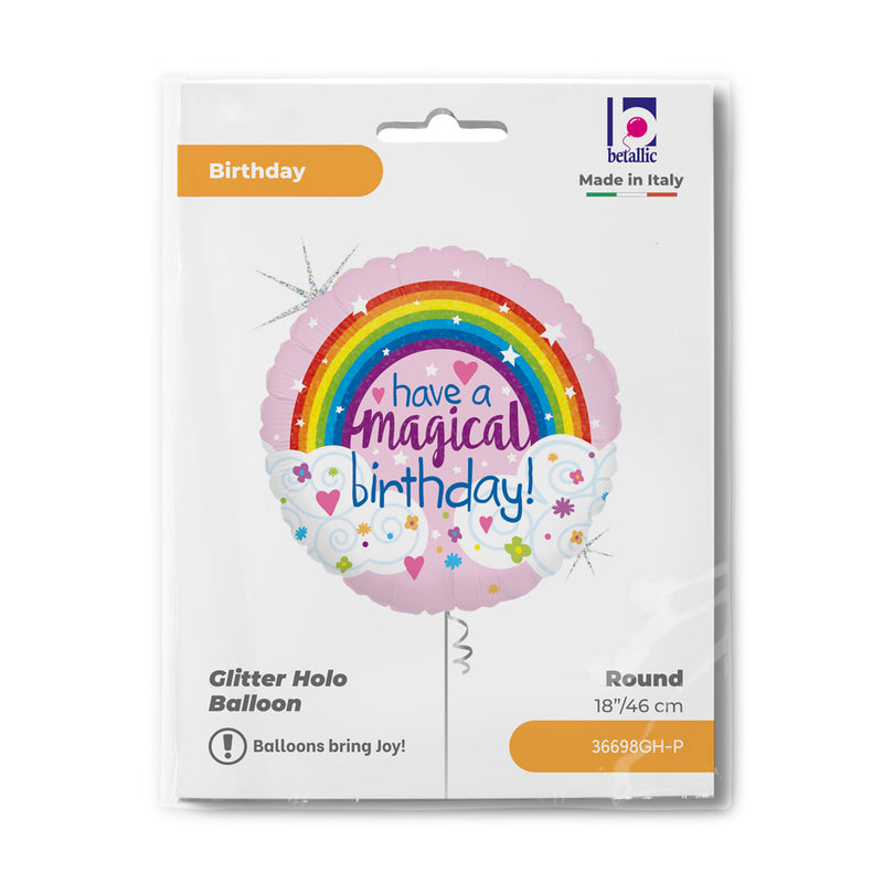 18"/Ø46cm Folienballon "Happy Birthday" Magical Glitter