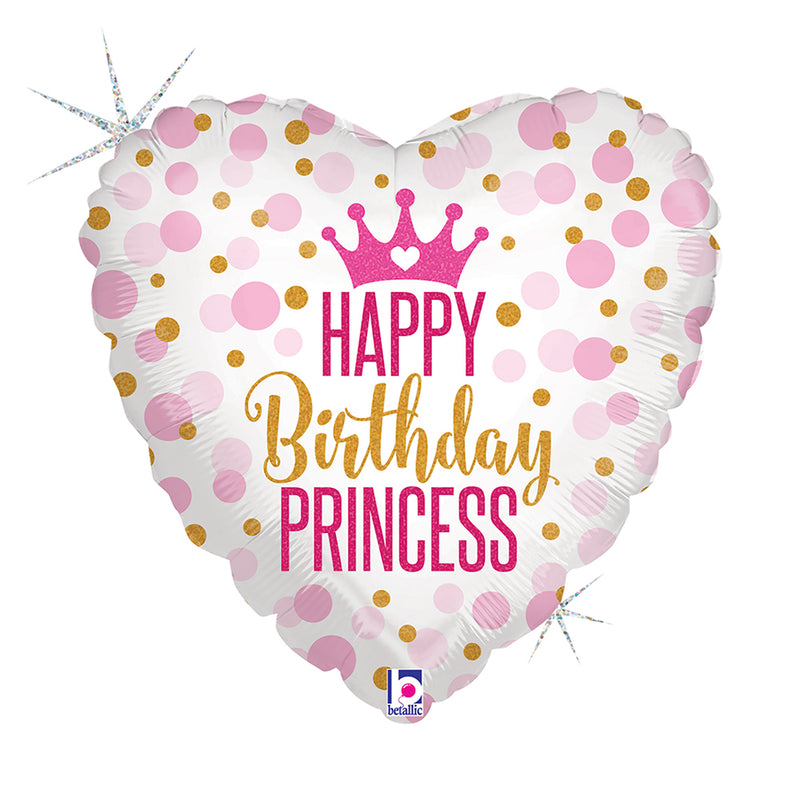 18"/Ø46cm Folienballon "Happy Birthday" Princess Glitter