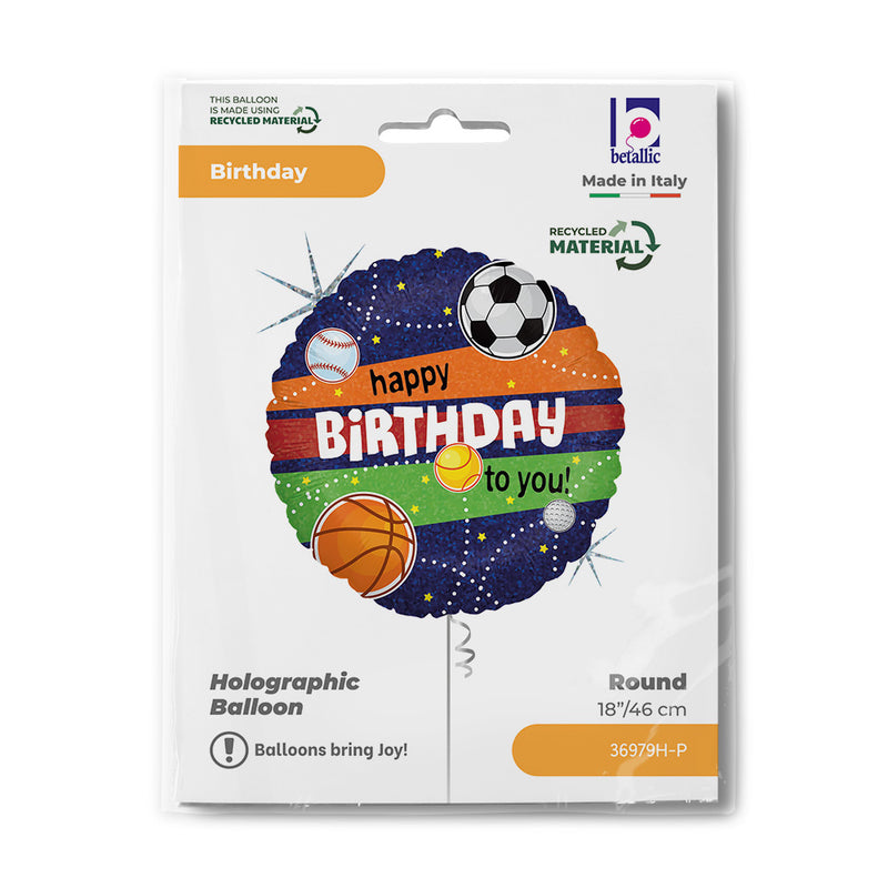 18"/Ø46cm Folienballon "Happy Birthday" Bälle Holo