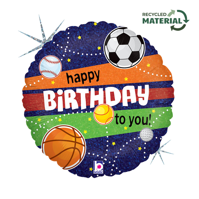 18"/Ø46cm Folienballon "Happy Birthday" Bälle Holo