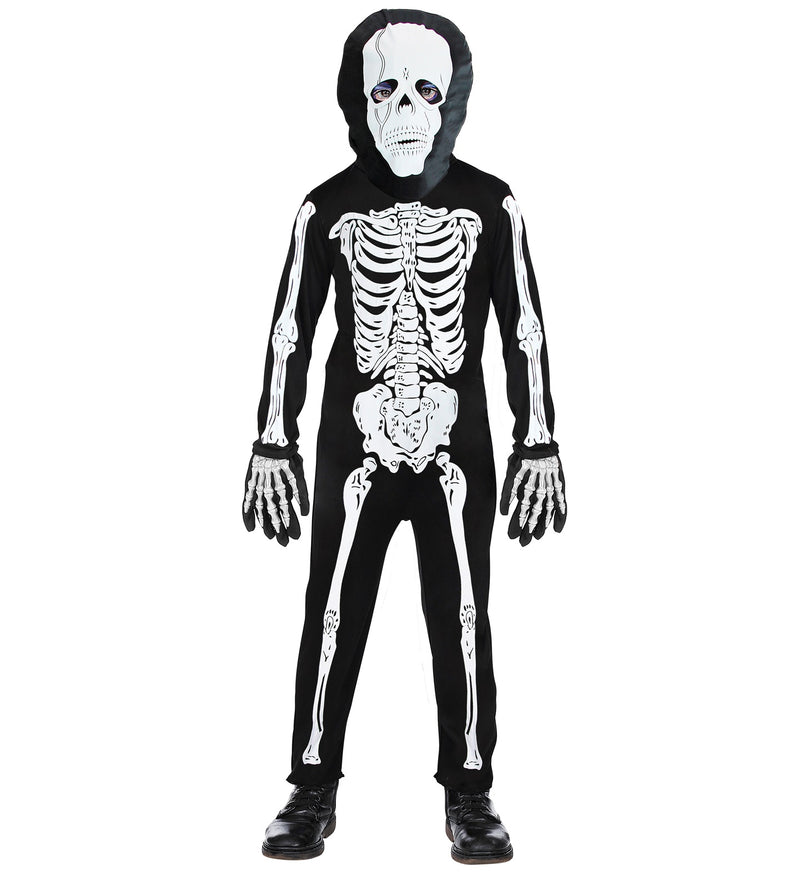 Halloween Skelett Kinderkostüm mit Maske | Schwarz Weiß