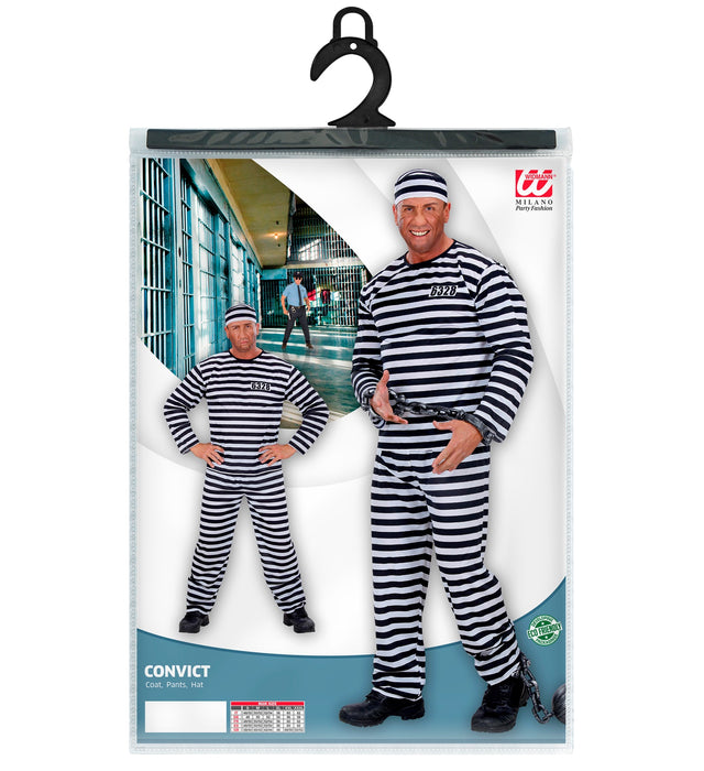 Sträfling Kostüm für Herren | Schwarz Weiß