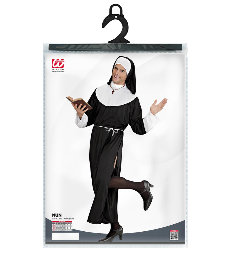 Nonnen Kostüm "Carmelo" für Herren | Gewand, Gürtel und Haube