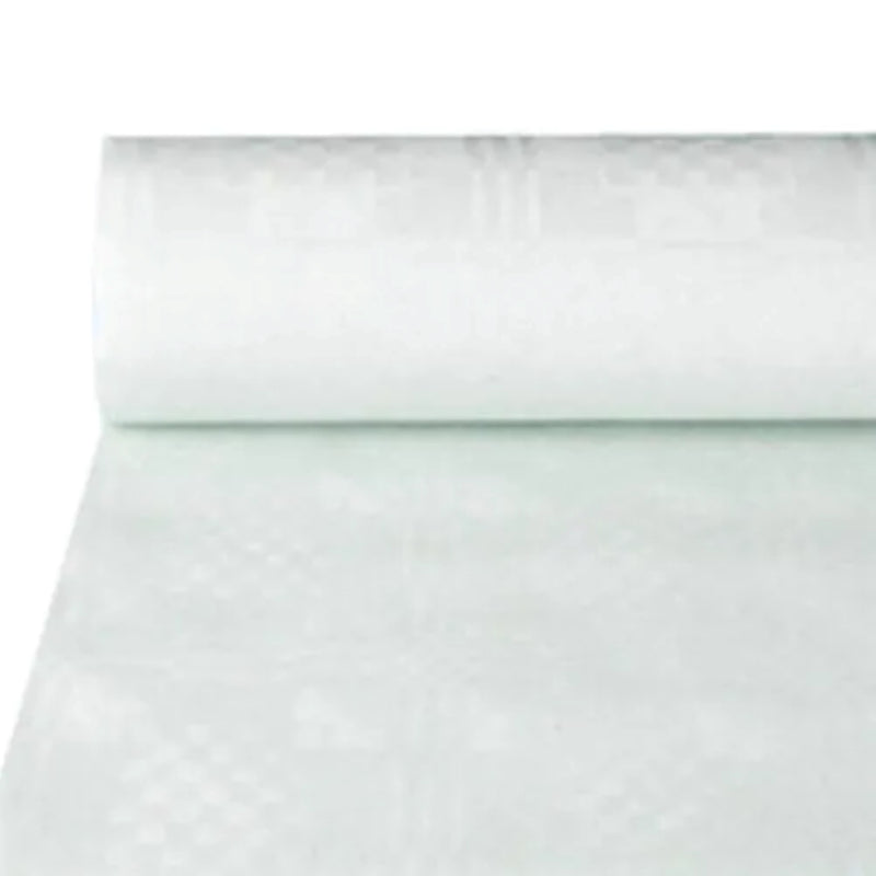 Tischdecke Papier mit Damastprägung 50x1m | Weiß