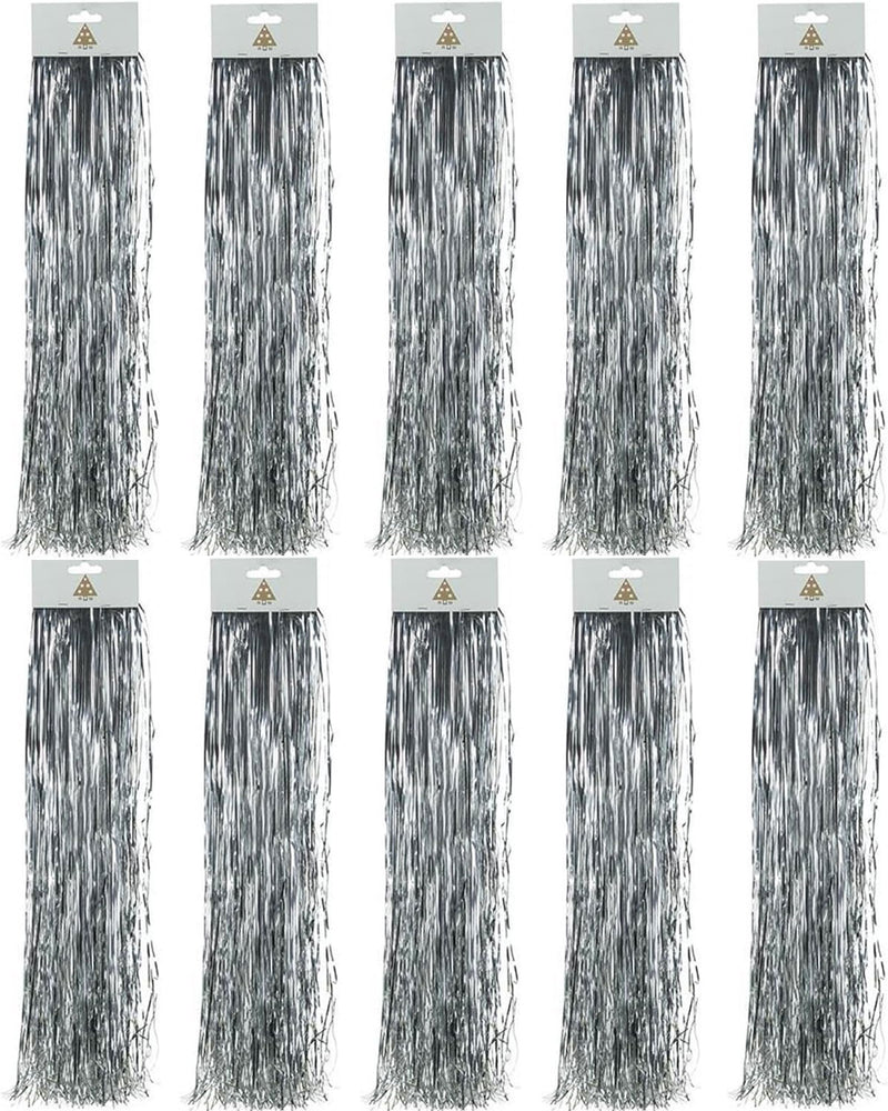 Lametta Glatt 48cm - Glanz Silber | 10er Set