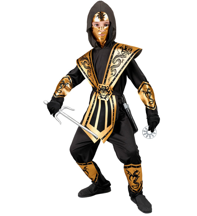 Ninja Kostüm "Kombat" für Jungen | Schwarz Gold