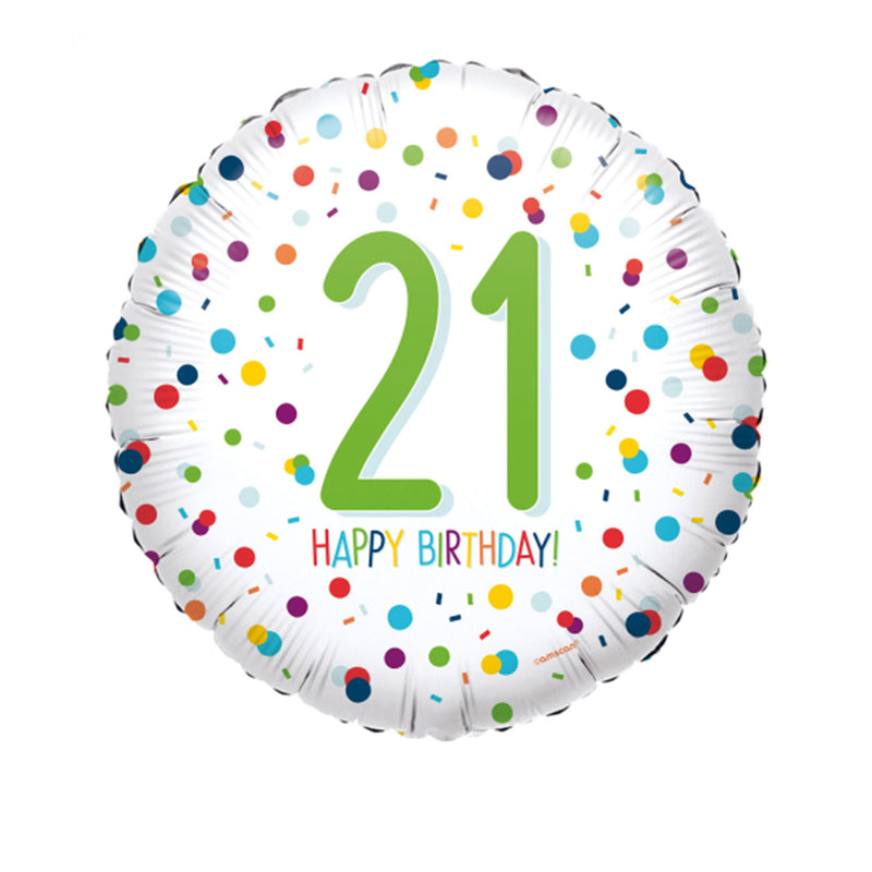 18" Runder Folienballon "Confetti Birthday" Ø43cm | Zahl