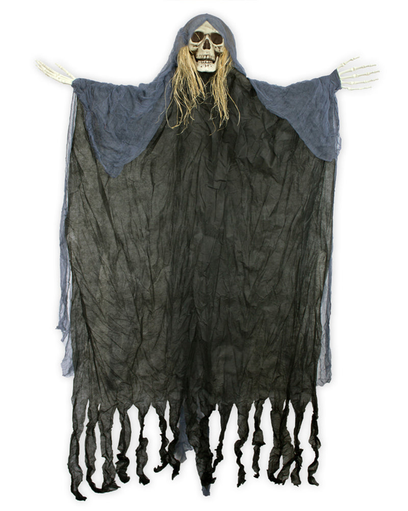 Schwarze Todesfee mit Totenkopf Deko 150x90 cm