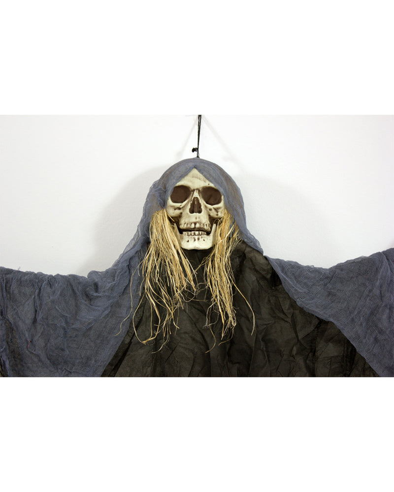 Schwarze Todesfee mit Totenkopf Deko 150x90 cm