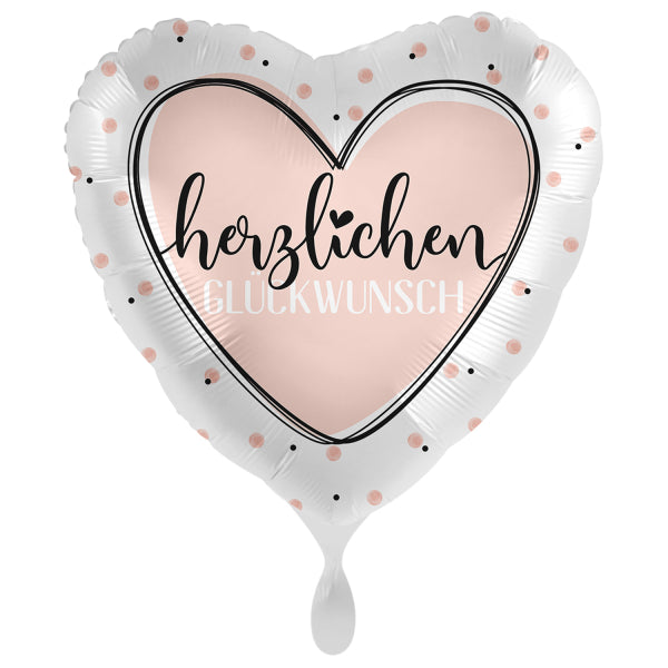 18"/Ø43cm Herz Folienballon "Herzlichen Glückwunsch"
