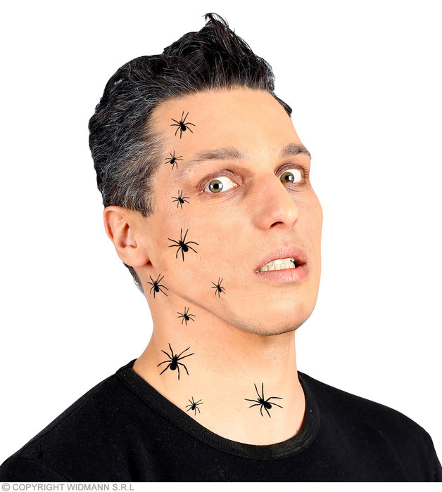 Spinnen Tattoos - 32 Stück | Zubehör zum Hexenkostüm